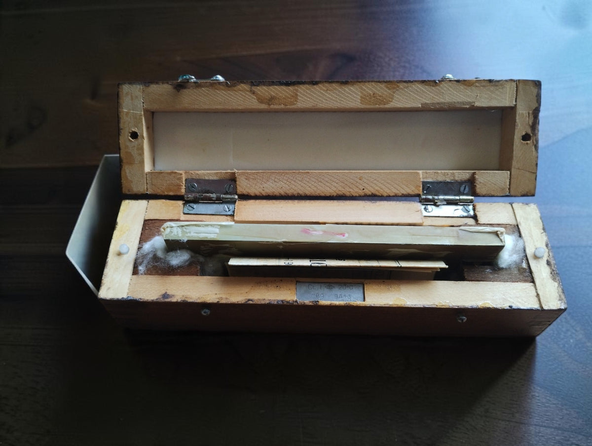 Vintage LINKS Harbin eindmaat 150 mm – klasse 1, met houten kist