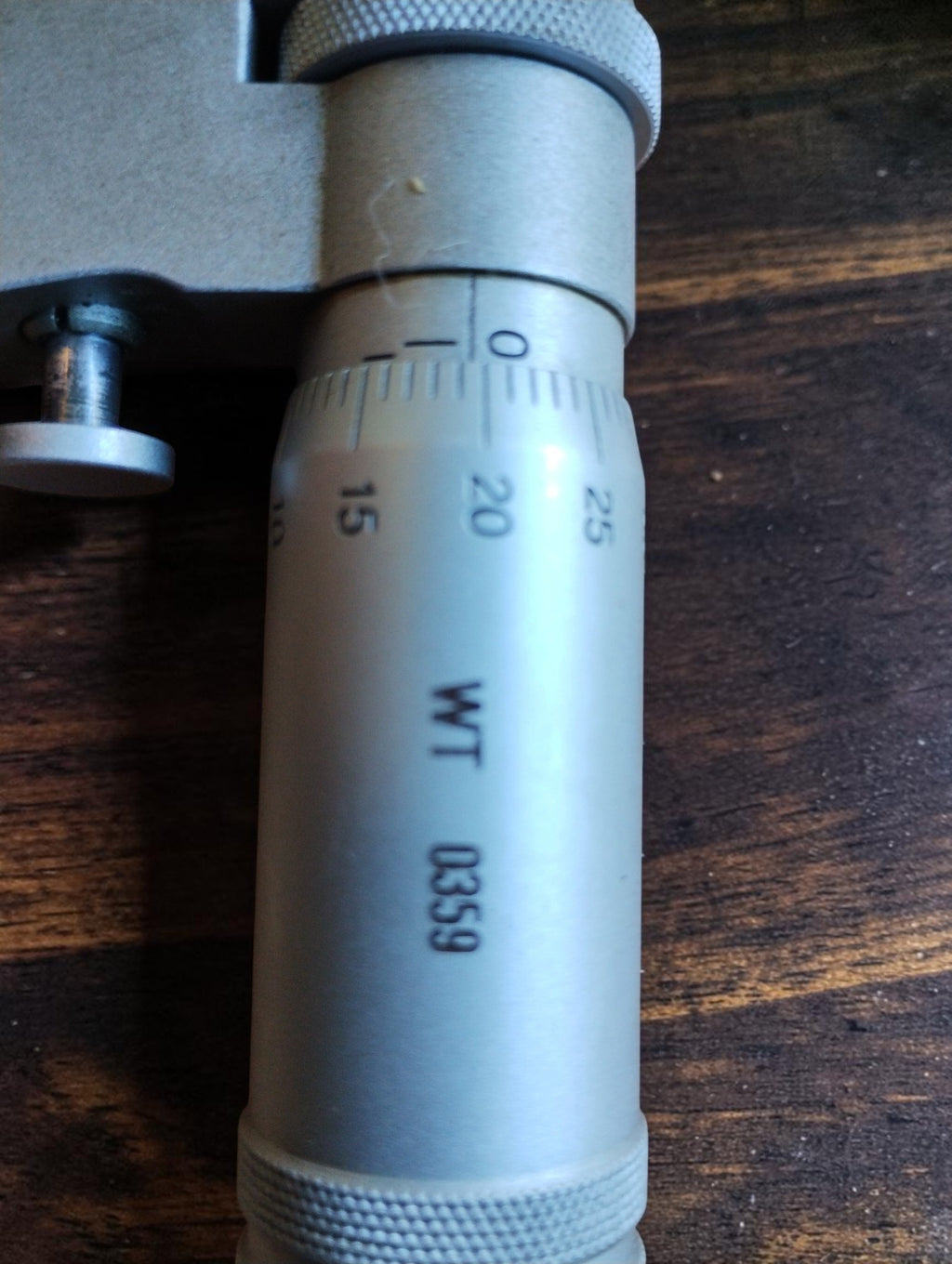Micrometer sleeve with graduated scale and WT 0359 marking
