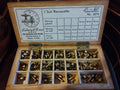 Open Ludwig & Fries No. 3874 wooden assortment box with Riemenstifte fittings and original printed label.
