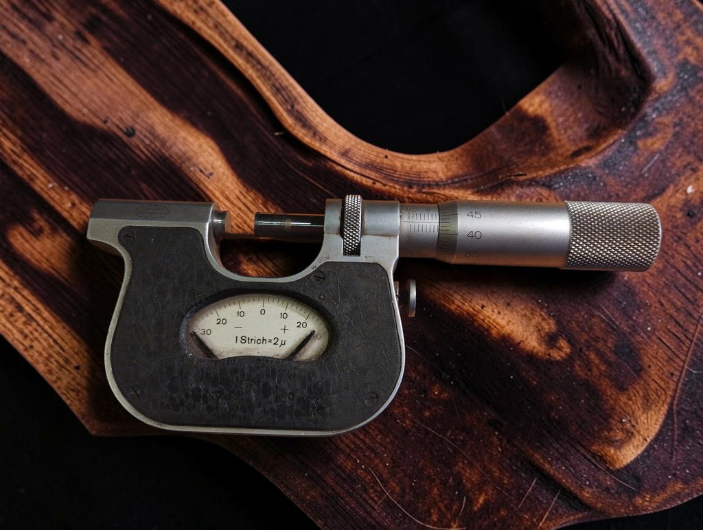 Front view of the Carl Mahr Nr. 40 SF indicating micrometer with graduated thimble and mechanical indicator
