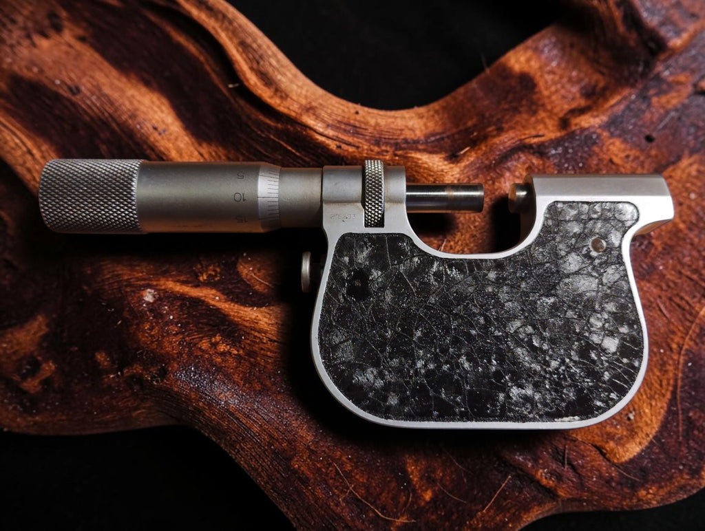Rear view of the Carl Mahr Nr. 40 SF micrometer showing the textured black finish and visible wear

