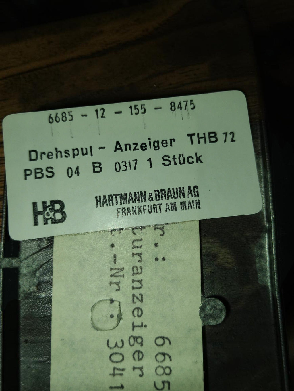 Hartmann & Braun AG Frankfurt am Main label identifying the THB 72 moving-coil indicator
