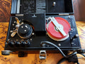 Siemens Impulsschreiber pulse recorder in its open carrying case with red recording paper and control knobs.
