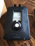 Siemens analog resistance meter with black Bakelite housing, rotary control and visible damage to the lower front corner
