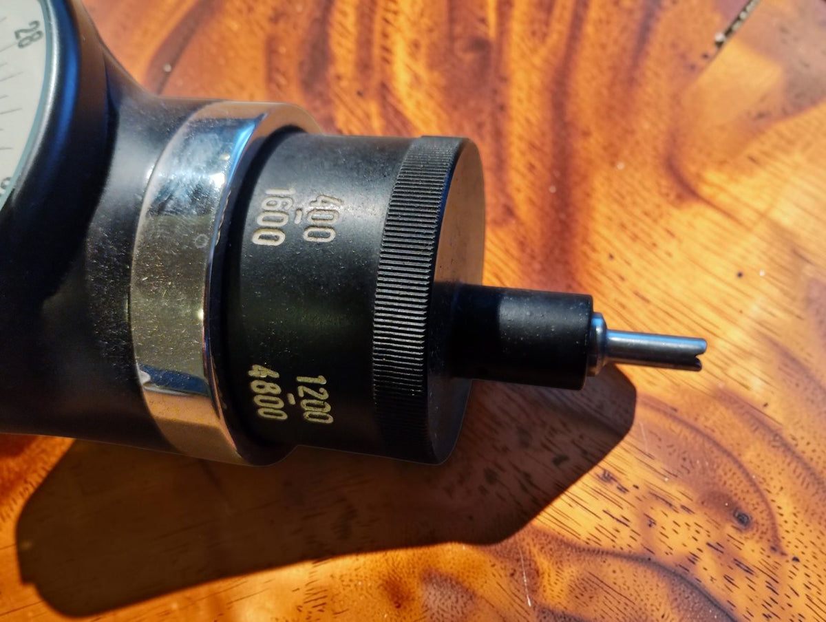 MAW tachometer range selector with 400/1600 and 1200/4800 markings and metal drive spindle
