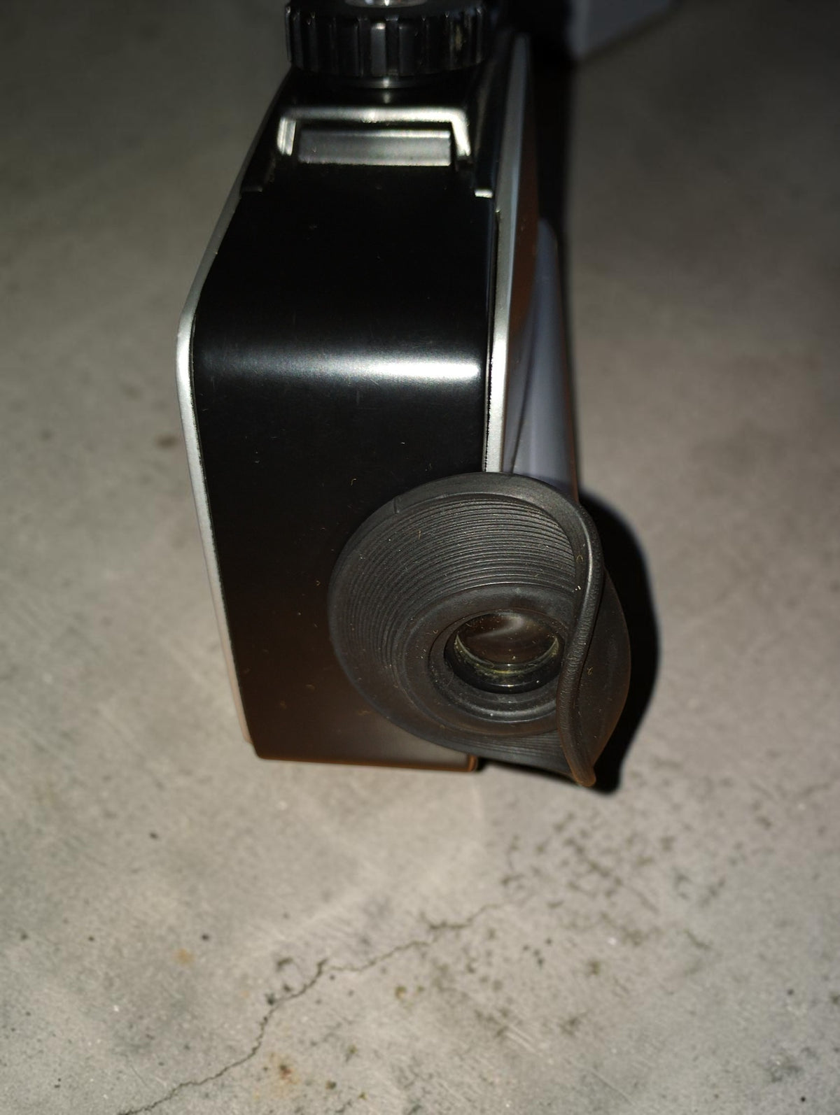 Rear view of the Bauer C8 makro Super 8 movie camera showing the viewfinder eyepiece
