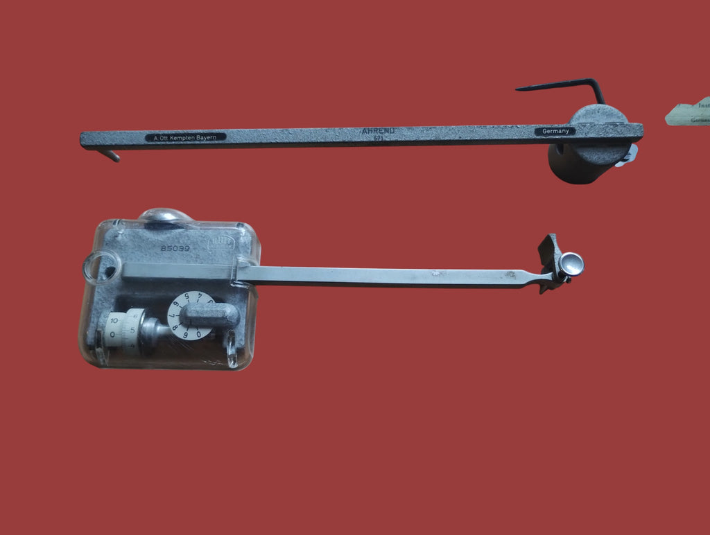 A. Ott Kempten Typ 10 polar planimeter showing the tracing arm, measuring mechanism and weighted pole arm
