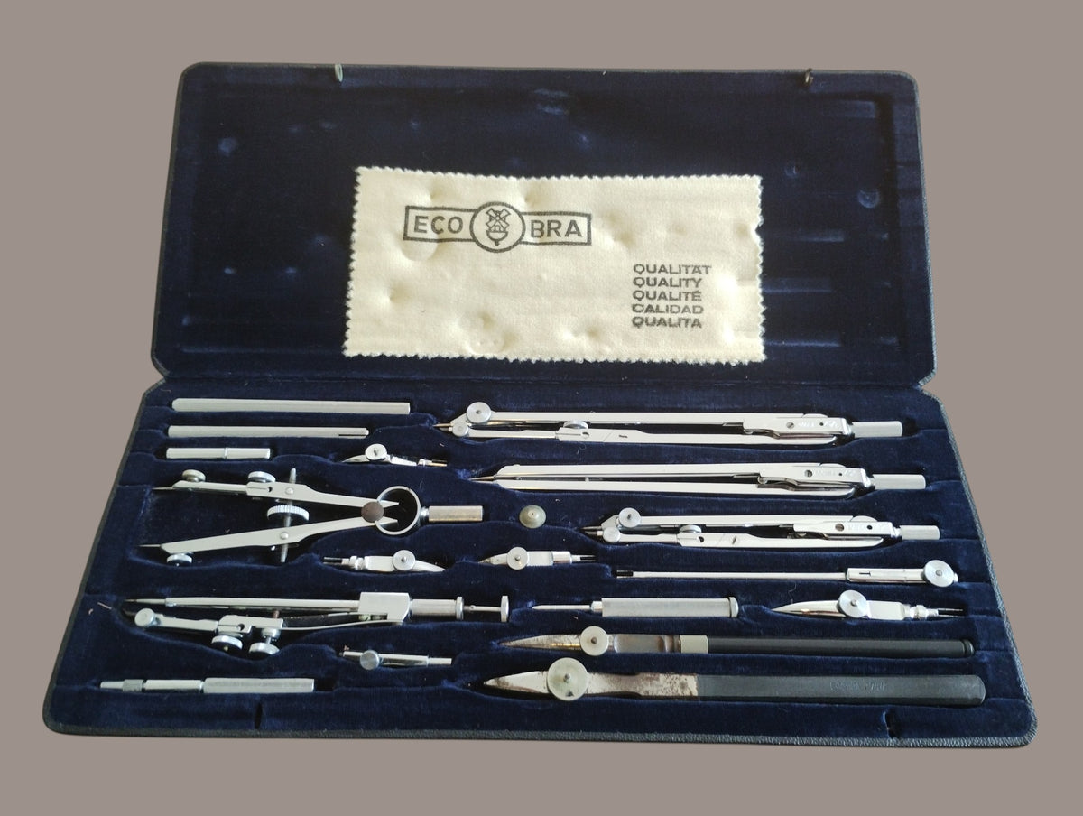 ECOBRA P IXb chromen precisietekeninstrumentenset in GEVEHA-koffer