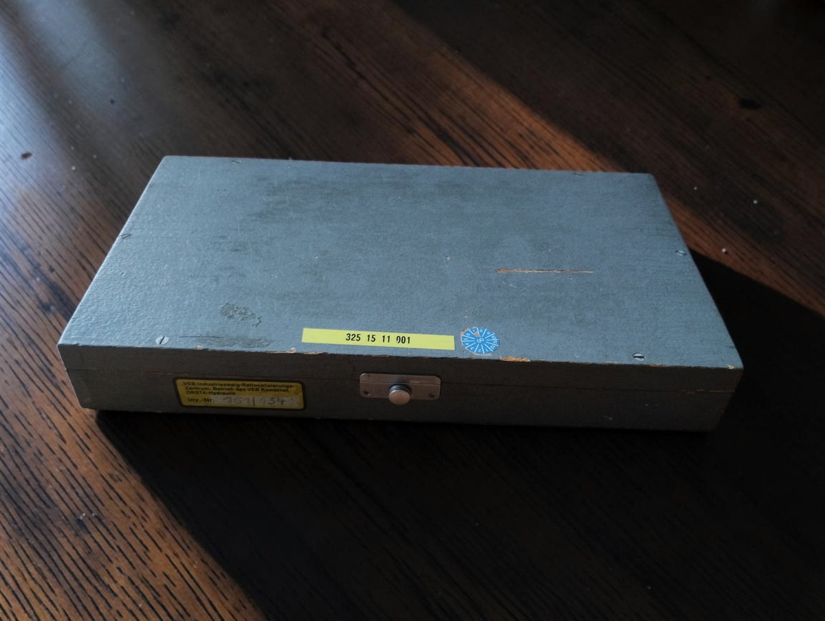 Vintage Carl Zeiss Jena Passameter 75–100 mm indicatiemicrometer met houten kist
