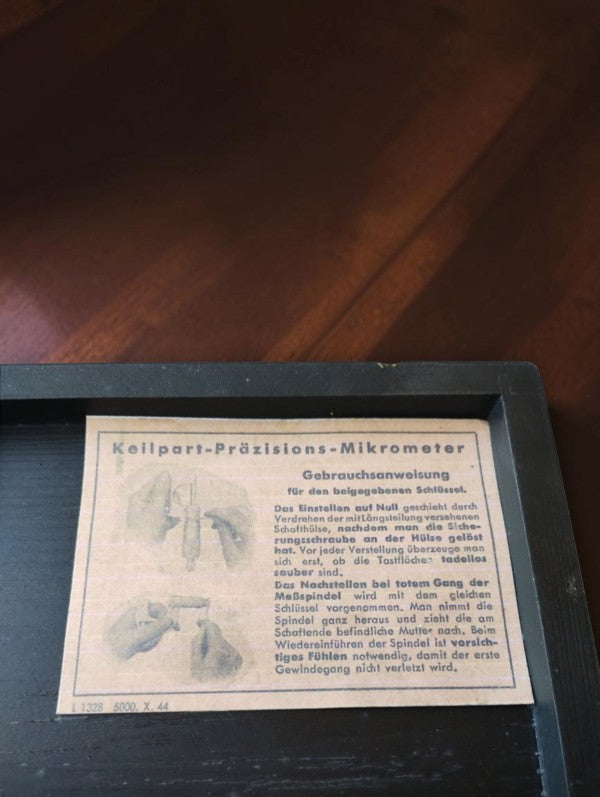 Fr. Keilpart & Co. Suhl indicating micrometer 0–100 mm in wooden case