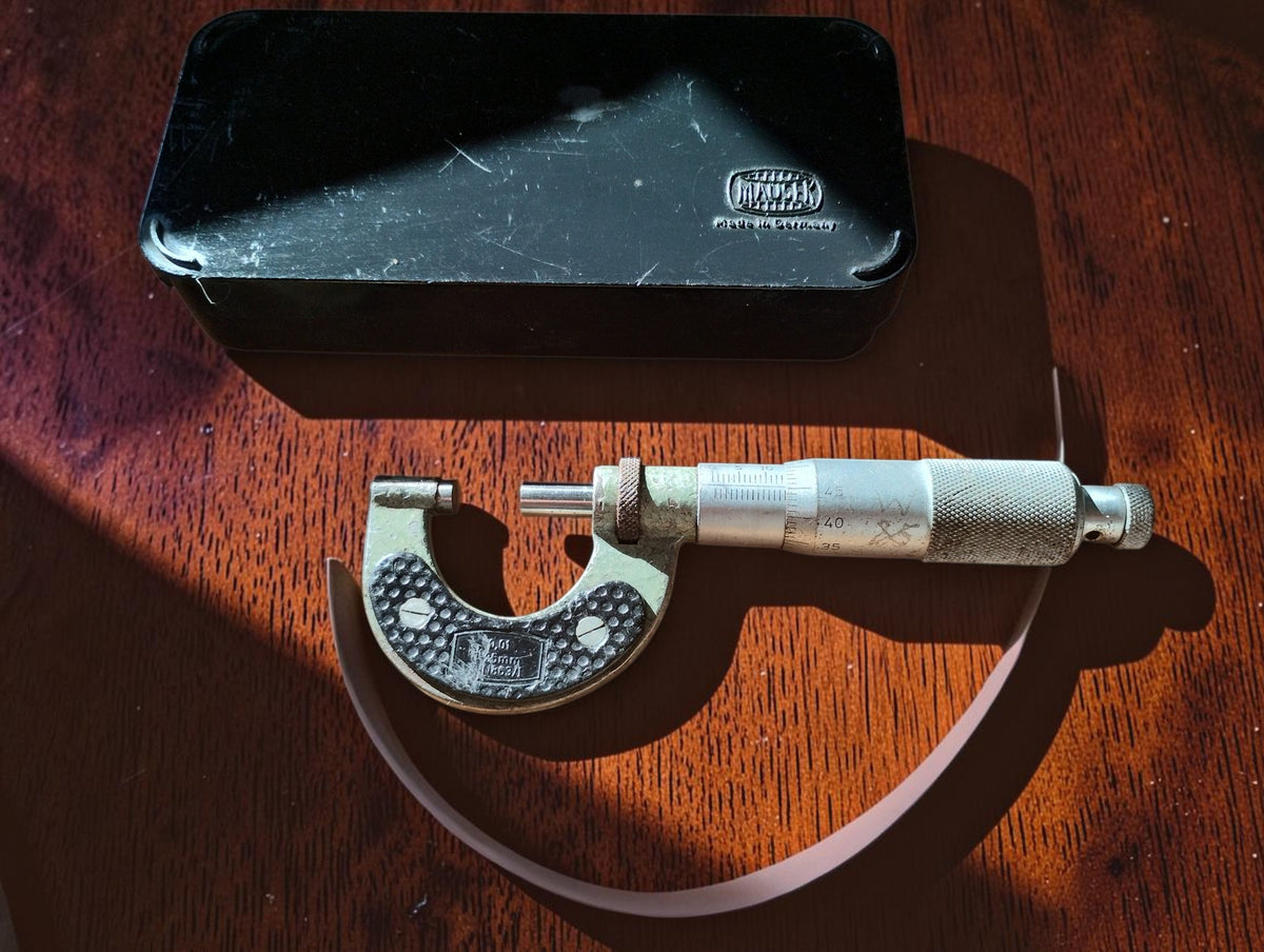 Mauser buitenmicrometer 0–25 mm met doos en Prüf-Attest