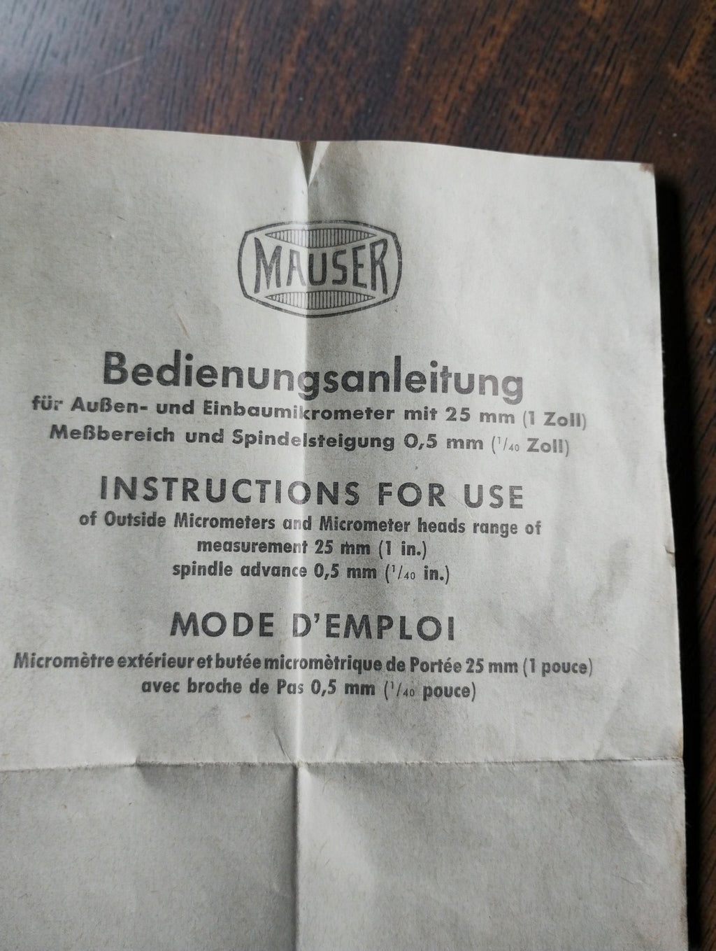 Mauser Outside Micrometer 125–150 mm with Wooden Case, Instructions and Prüf-Attest
