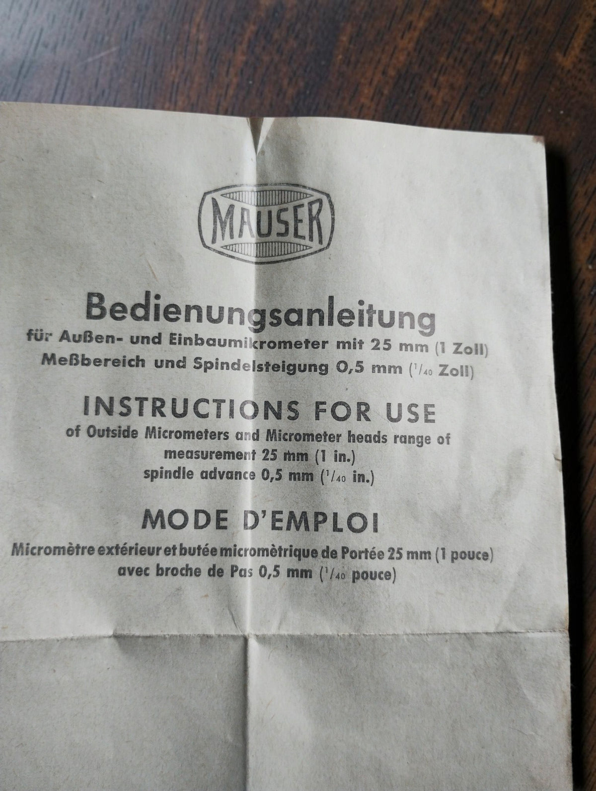 Mauser Outside Micrometer 125–150 mm with Wooden Case, Instructions and Prüf-Attest
