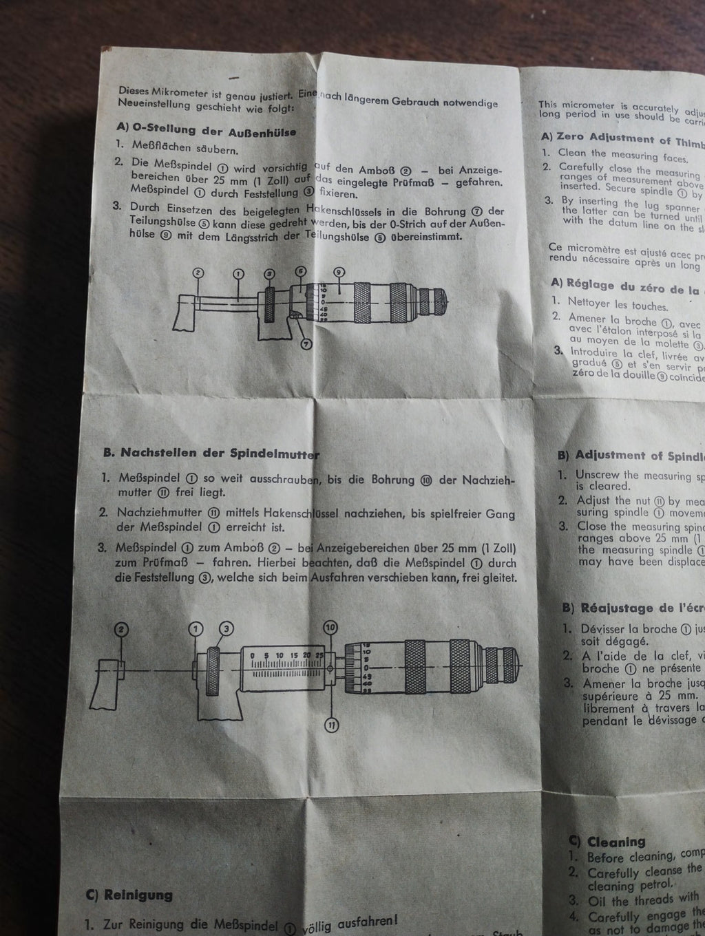 Mauser Outside Micrometer 125–150 mm with Wooden Case, Instructions and Prüf-Attest
