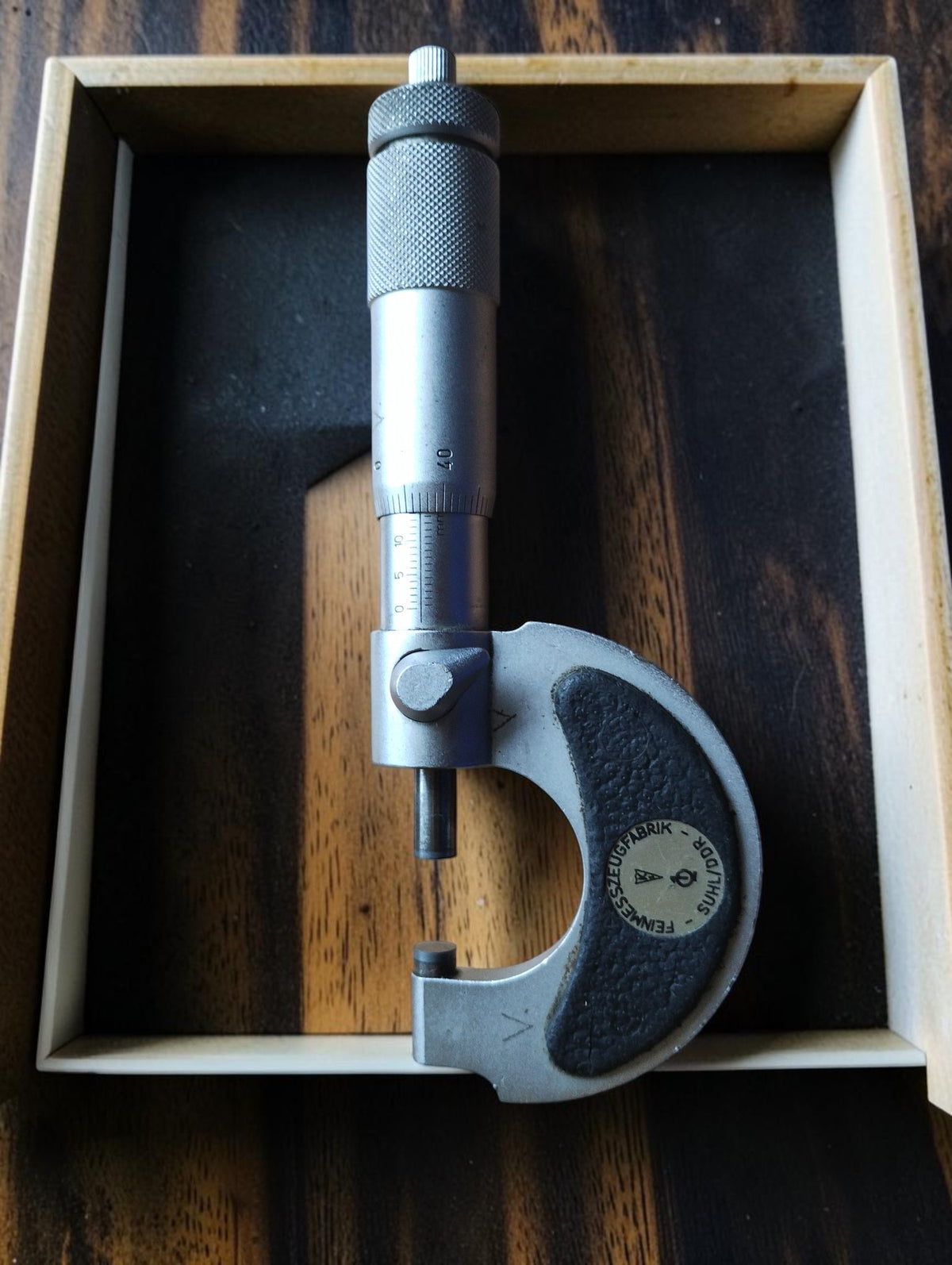 FMS Suhl Outside Micrometer 0–25 mm with Wooden Case