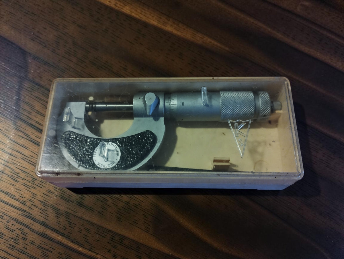 FMS Suhl 0–25 mm schroefmaat met kunststof cassette en stelsleutel