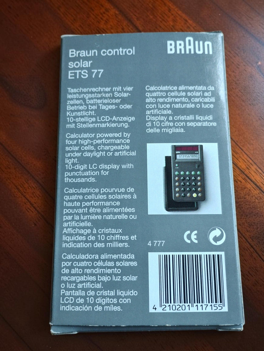 Braun control solar ETS 77 Calculator with Box, Instructions and Sliding Cover
