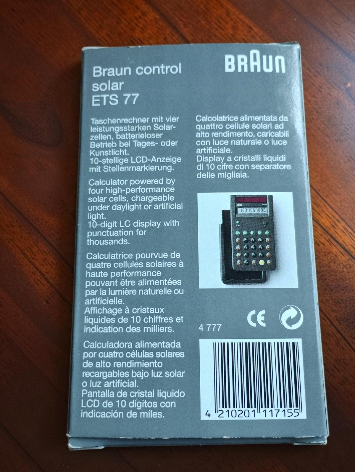 Braun control solar ETS 77 Calculator with Box, Instructions and Sliding Cover
