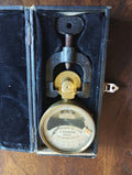 E. Bourdon Paris Étalon vacuum gauge with metal clamp in its open lined case
