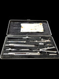 Vintage RIEFLER Precision Drawing Instrument Set in Hammered Metal Case