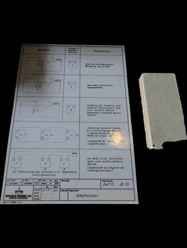 Original switching diagram supplied with Askania vibrograph
